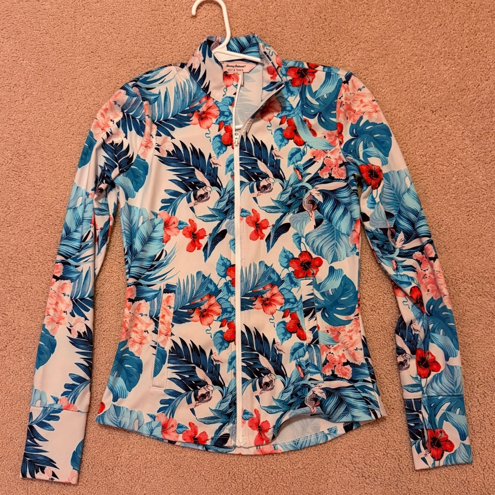 Tommy Bahama Golf&Tennis Tropical Palm Floral Jacket, Excellent Condition, Sz XS